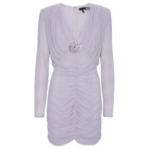 ROTATE BIRGERCHRISTENSEN Elegant Ruched Mini Dress with Rose Embellishment Women